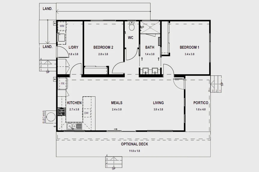 Shoreham 9 2-Bedroom Modular Home Design Floorplan